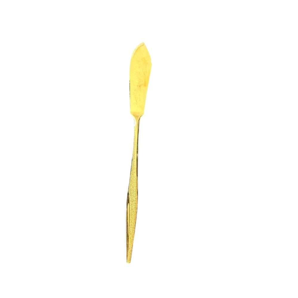 Vintage Florentine Gold Tone Butter Spreader Knife Mid-Century Modern Flatware